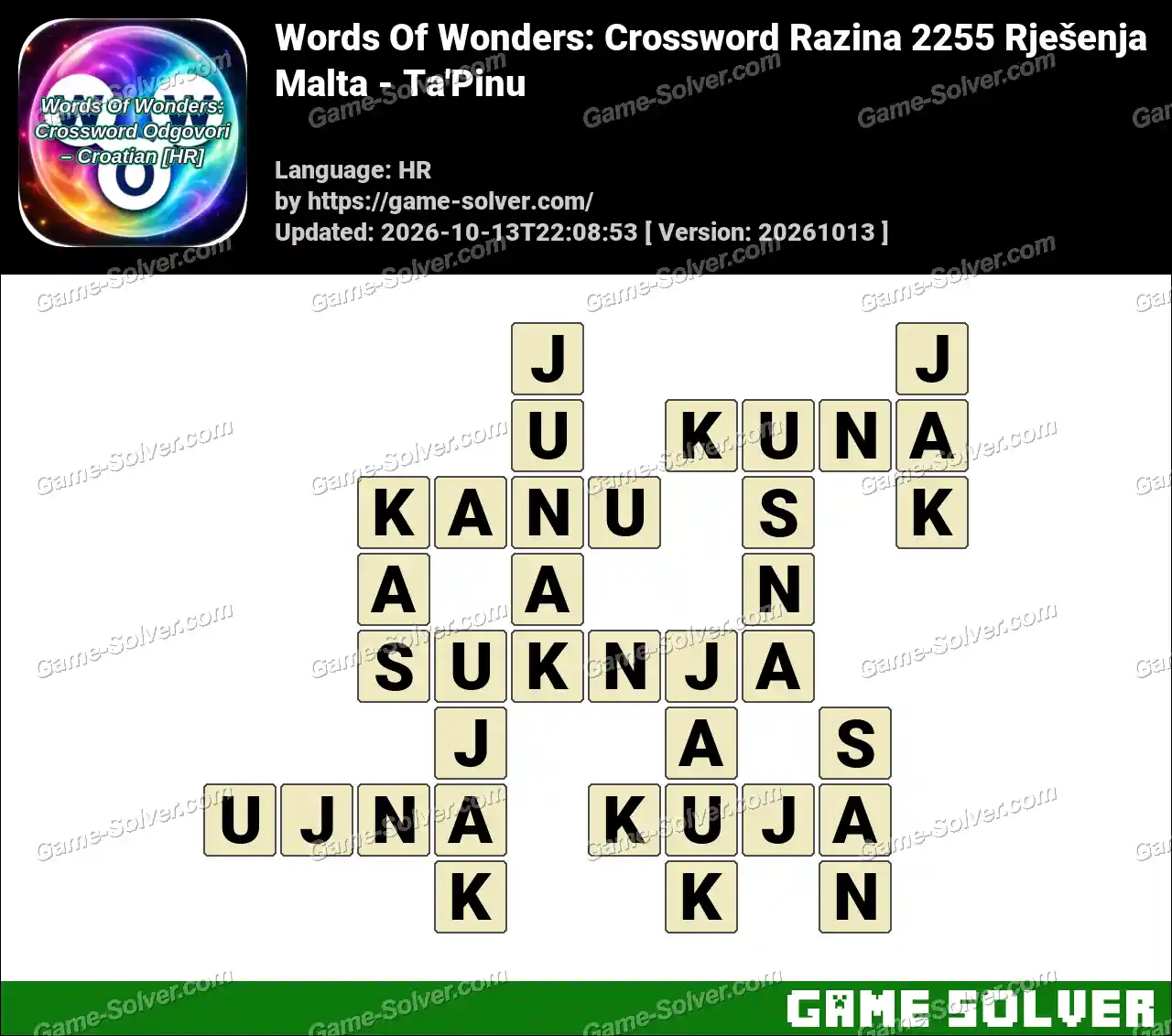 Words Of Wonders: Crossword Razina 2255 Rješenja – Malta – Ta’Pinu